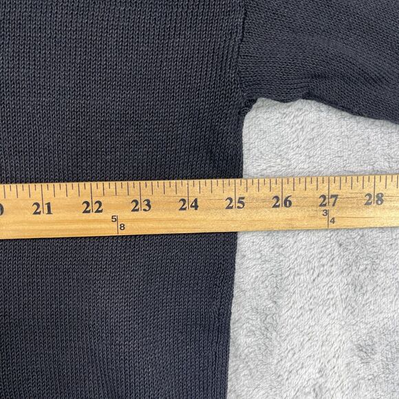 Eileen Fisher Cardigan Womens Large Black Open Front Organic Linen Blend - Picture 8 of 10